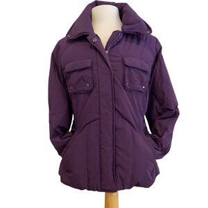 Olsen Purple Puffer Jacket With hidden Hood Front Pockets size 6 - Womens Winter